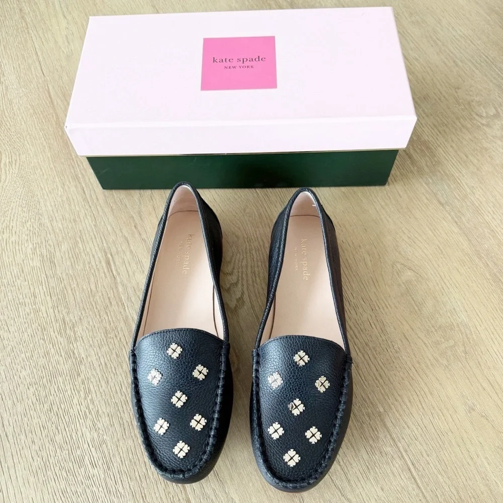 Kate Spade Black Leather Deck Driver Slip On Loafers